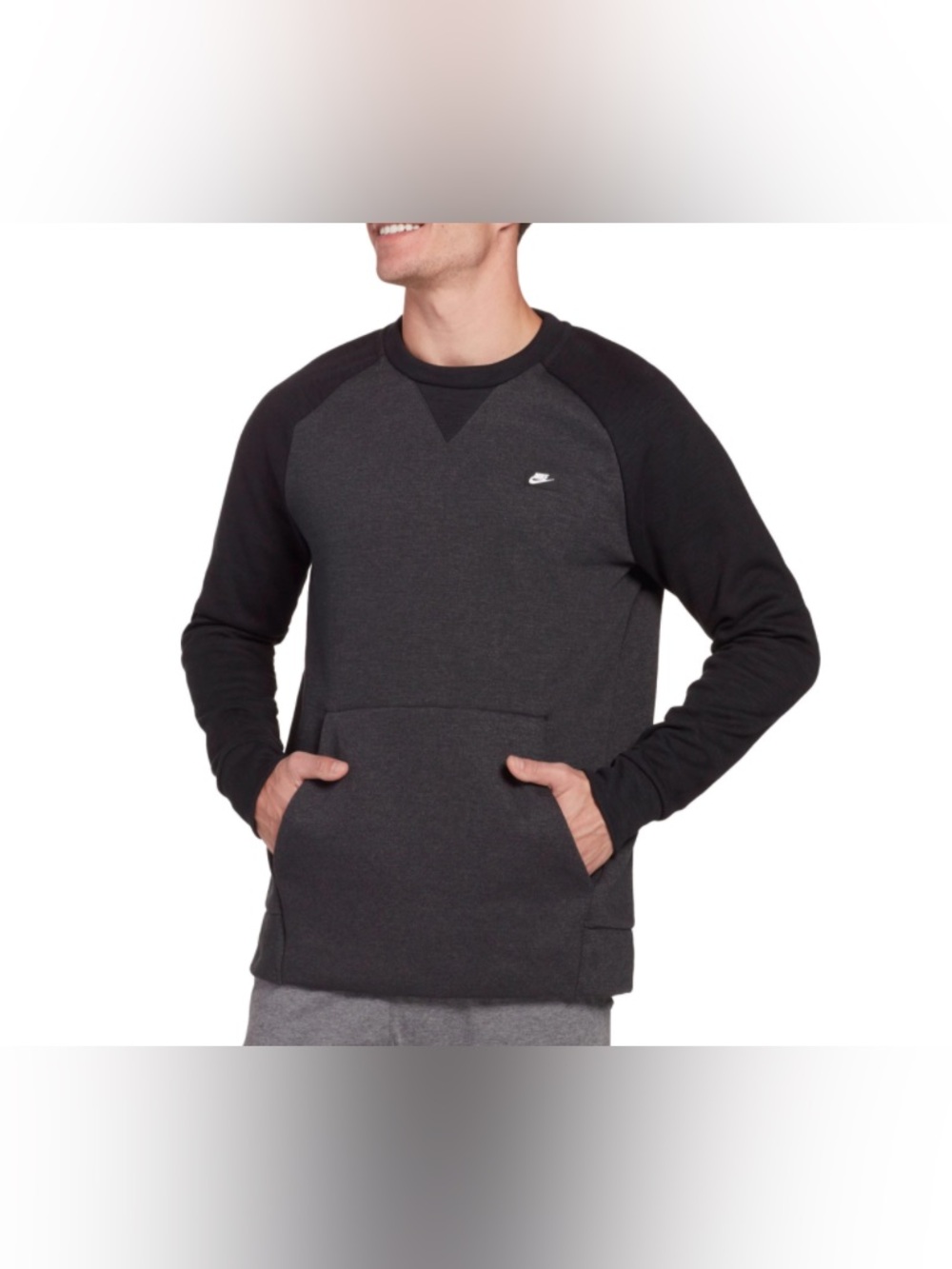 Nike Two-Tone Black and Charcoal Crew Sweatshirt size Medium-MINOR FLAW